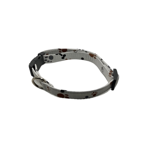 0.75” Dog Collar - White with Paw Prints/Bones, Paw Print Dog Collar, Paw Prints - Picture 2 of 15